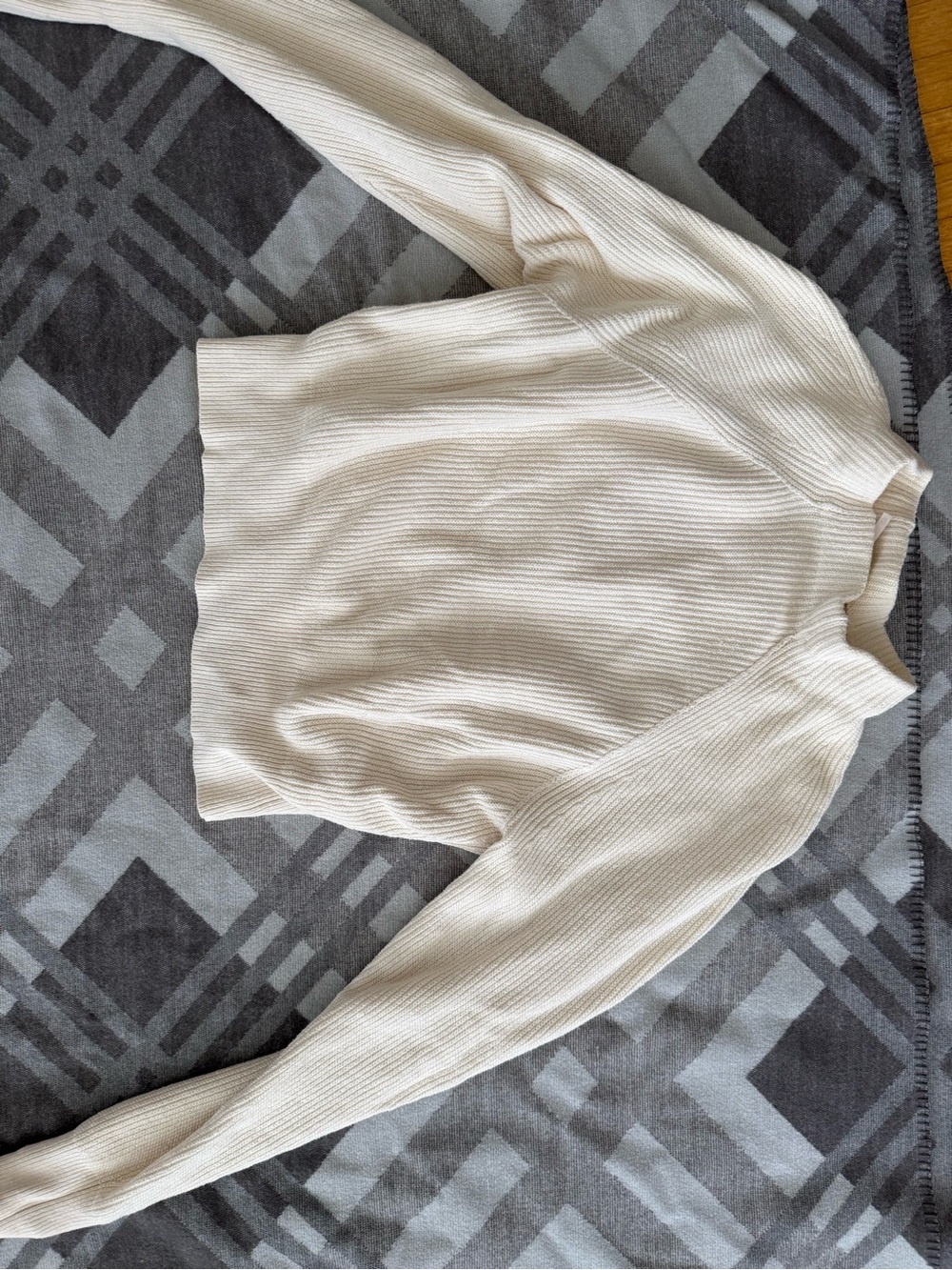 Free People White Ribbed Mock Neck Sweater